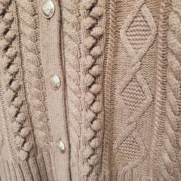 J. Crew Women's Tan Cable Knit Cardigan Size Medium - Picture 13 of 16